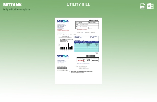 Модерен стил на САД Пенсилванија SCBWA шаблон сметки за вода за комунални услуги